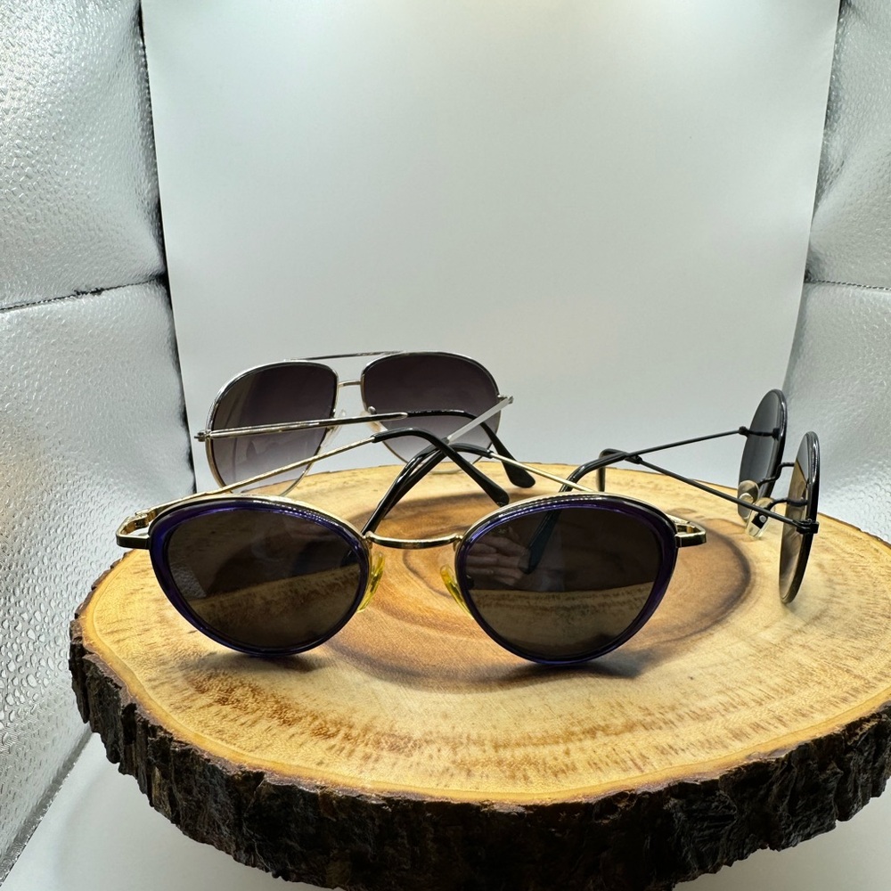 Lot of 3 Pairs of Vintage‎ Wire Frame Sunglasses